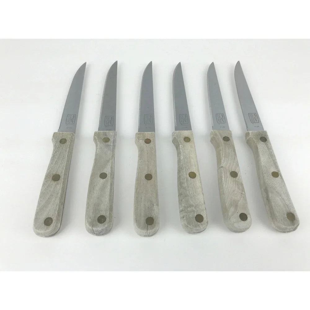 Lot of 6 - Chicago Cutlery 3112M‎ Steak Knives Wood Handle Kitchen Slicing